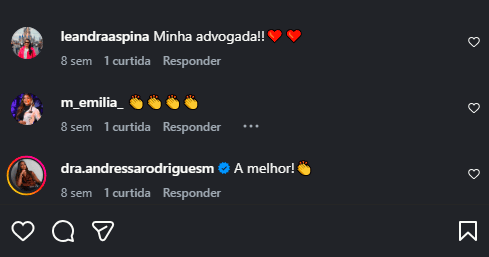 Comentários positivos de clientes